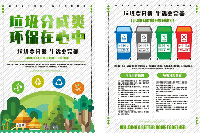 环保宣传单页垃圾分类绿色卡通创意宣传单