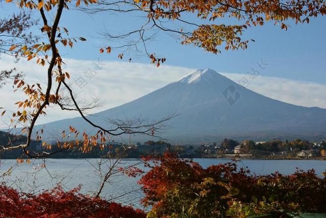 富士山 日本 秋季 河口湖 世界文化遗产 山 雪 天空 湖