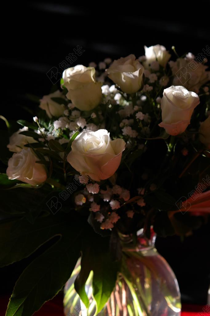 花束 鲜花 束玫瑰 玫瑰 白玫瑰 生日花束 花瓶 盛开