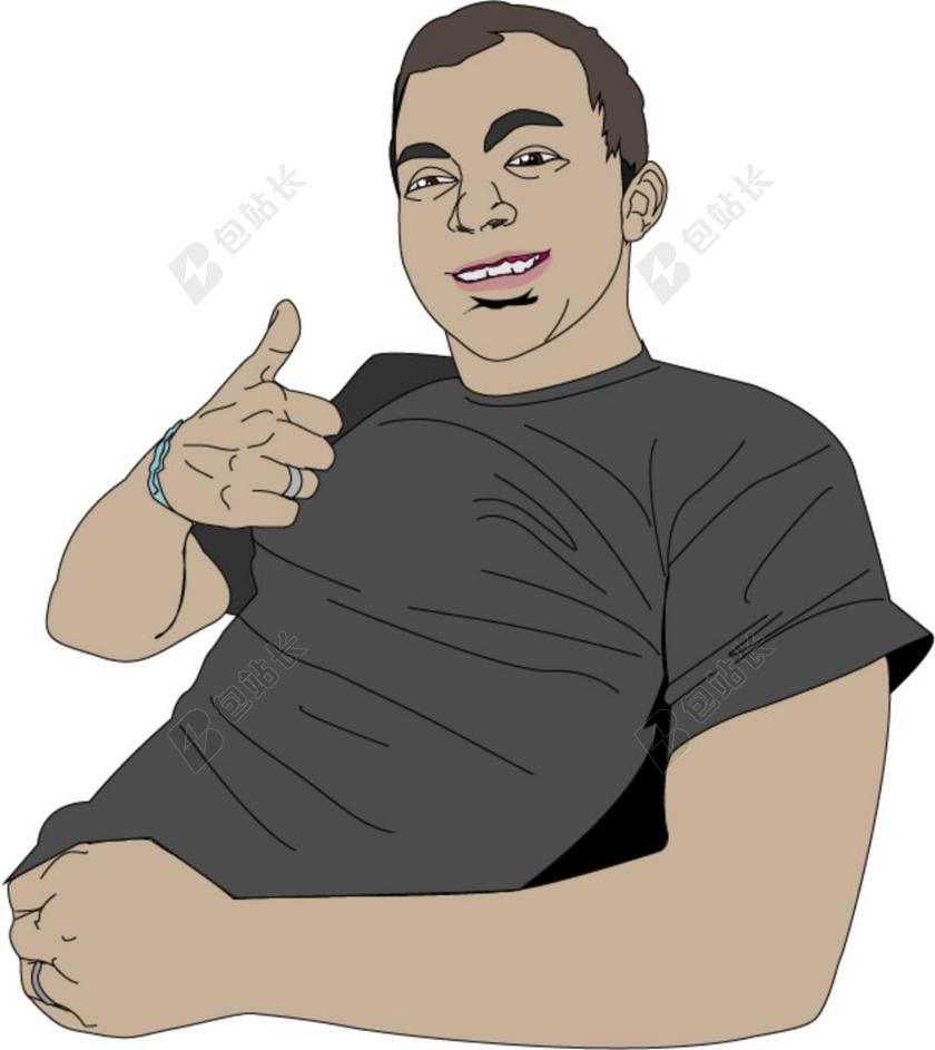 随和 家伙 男子 积极 放宽 竖起大拇指 特伦特