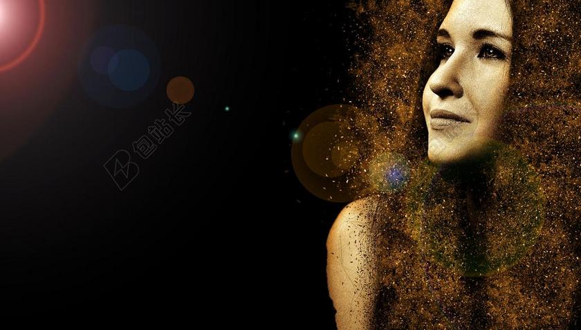 人特效美女和沙子图片背景图片