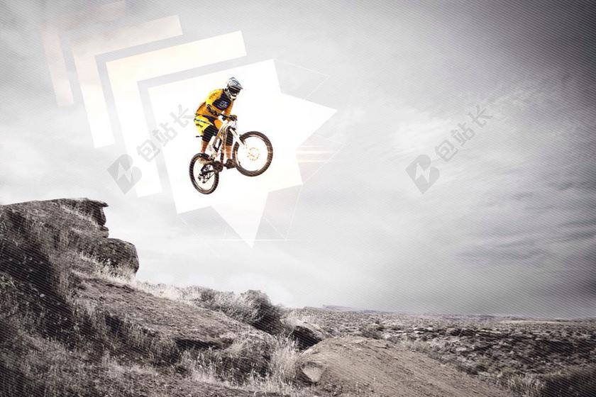 人物空中骑单车的运动员背景图片