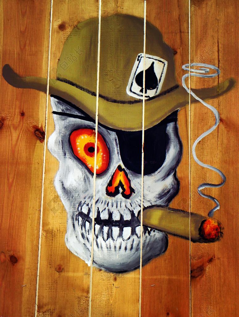 骷髅和交叉骨 头 涂鸦 吸烟 雪茄 礼物 致命 生病 不良