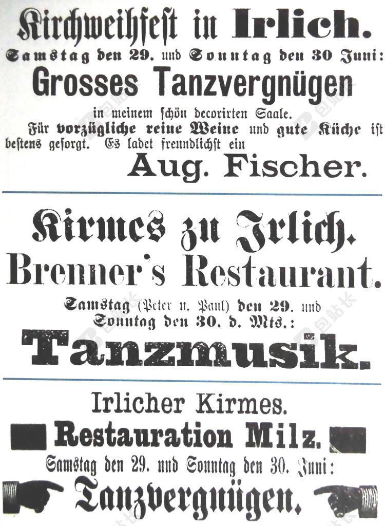 报纸上的广告 关闭 的 德国莱茵 自 1870 书法 字体