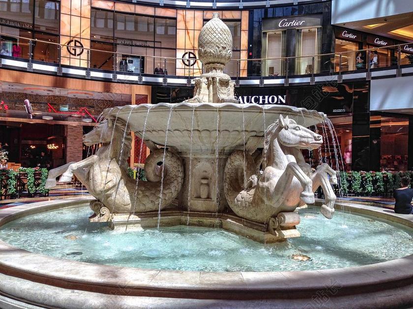 摄影唯美喷泉水池背景图片