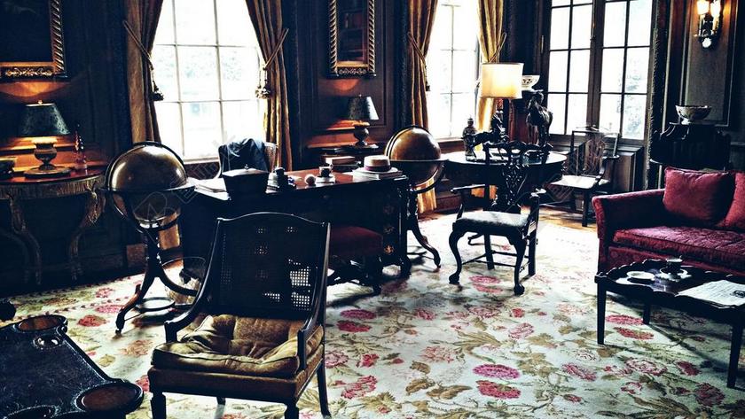 室内传统豪华的复古办公室背景图片