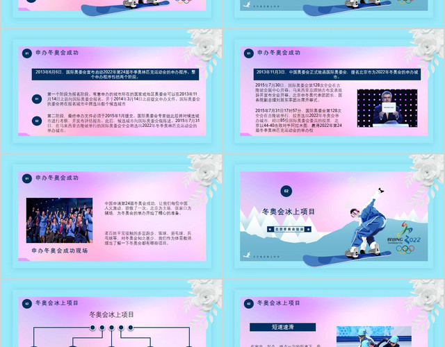 蓝色运动冬季北京冬奥会介绍通用PPT模板