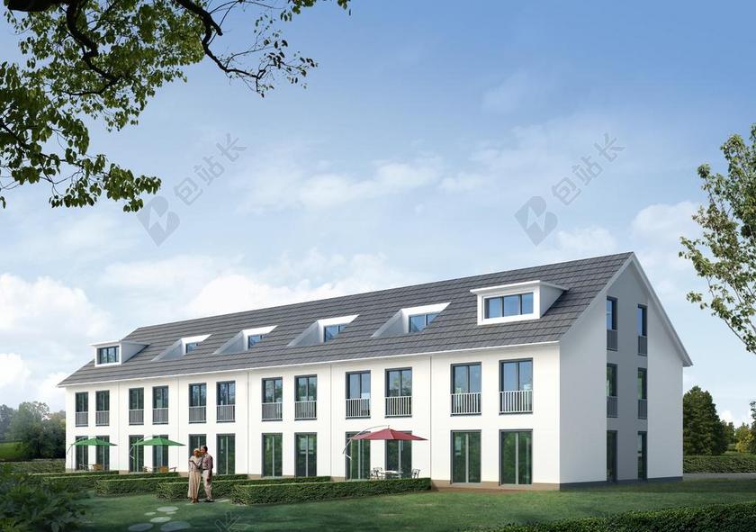 建筑简约露台的房子别墅背景图片