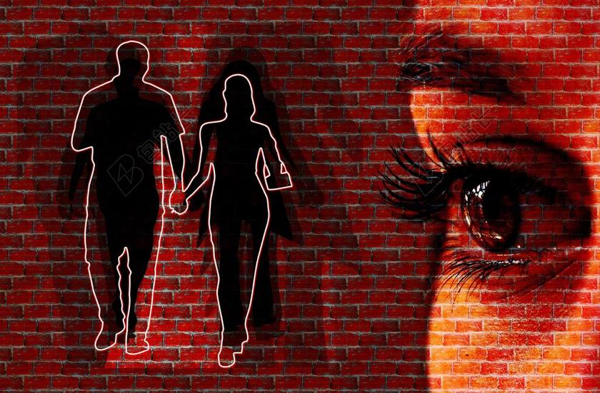 女子 面对 墙 查看 眼睛 方向 对 去 监测 嫉妒 手