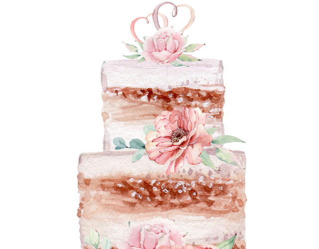 彩铅婚礼花朵多层蛋糕