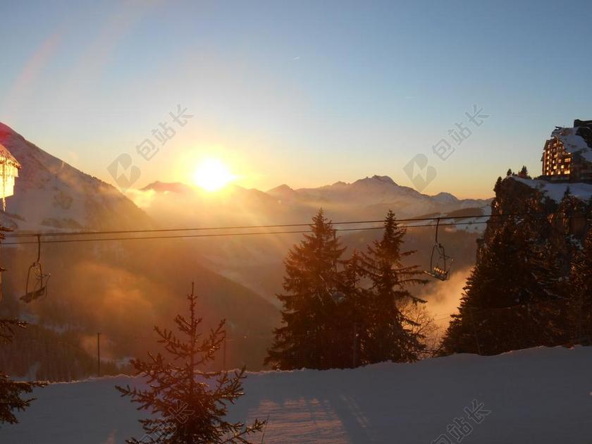 旅游清新日落景色背景图片
