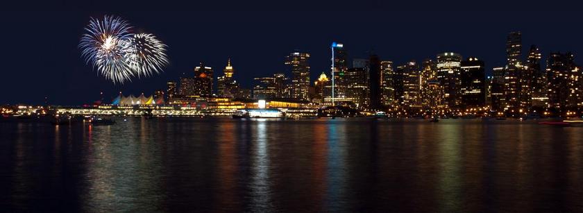 城市夜晚美丽的烟火背景图片