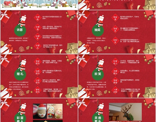 卡通红色喜庆圣诞节活动及包装建议PPT模板