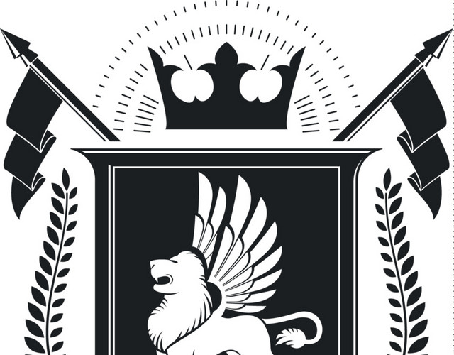 黑白狮子徽章勋章标签
