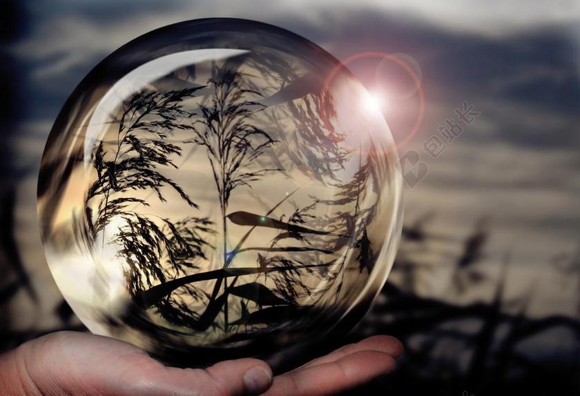 玻璃球 手 球 玻璃 光明 水晶 闪亮 美丽 镜像 装饰