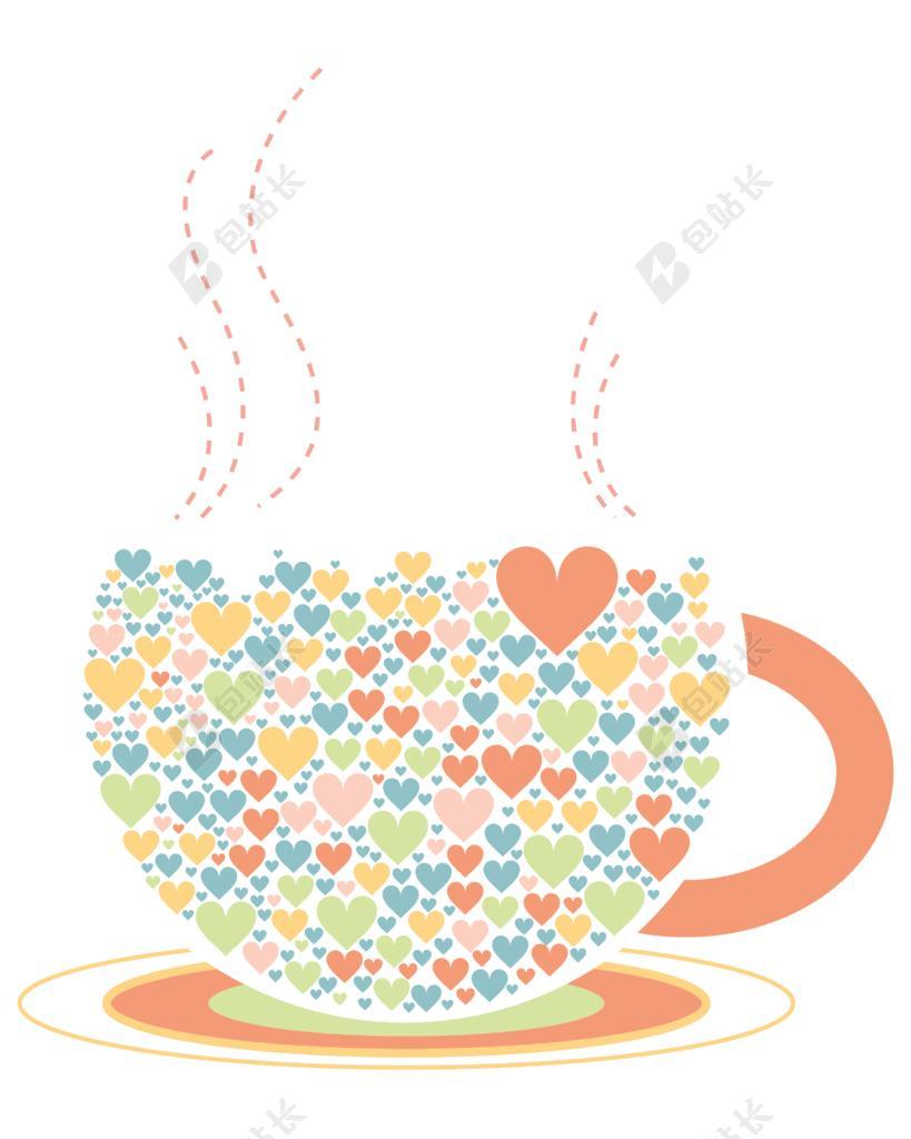愛心 茶杯 插畫 彩色 PNG