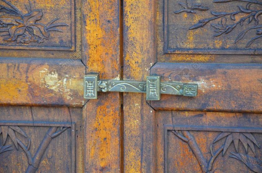 建筑简约生锈的门锁背景图片