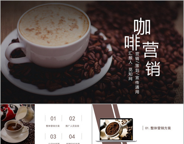 简约文雅咖啡产品营销产品宣传营销策划PPT模板