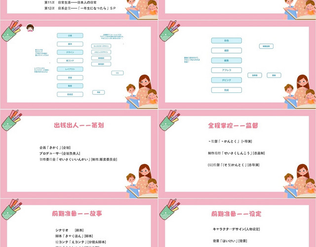 粉色卡通风日本语教学日语教学PPT模板