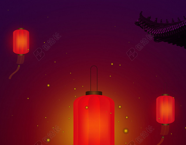 2017红色中国风新年灯笼H5背景