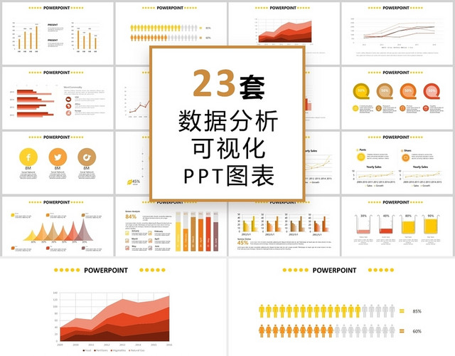 红色数据分析百分比信息可视化PPT图表财务分析可视化图表
