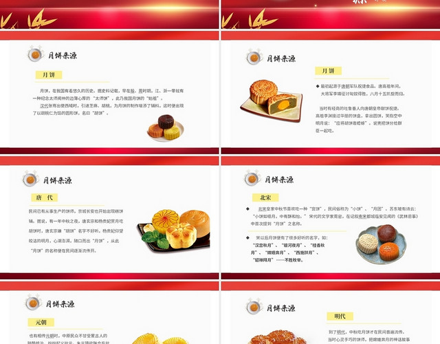 喜庆大气中国传统节日中秋节食物月饼介绍PPT
