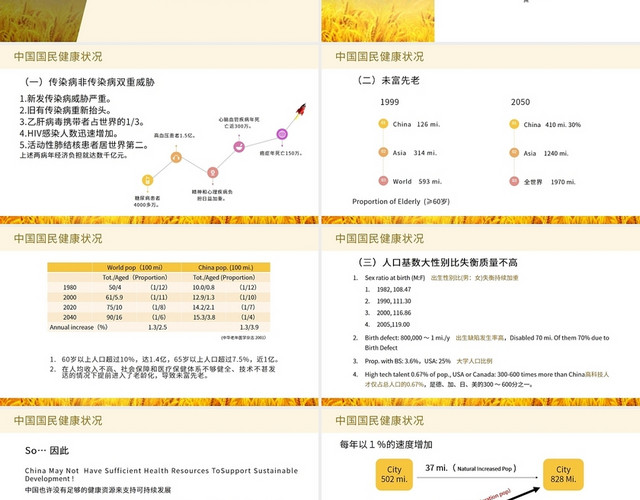 黄色经典简约健康管理在中国PPT模板