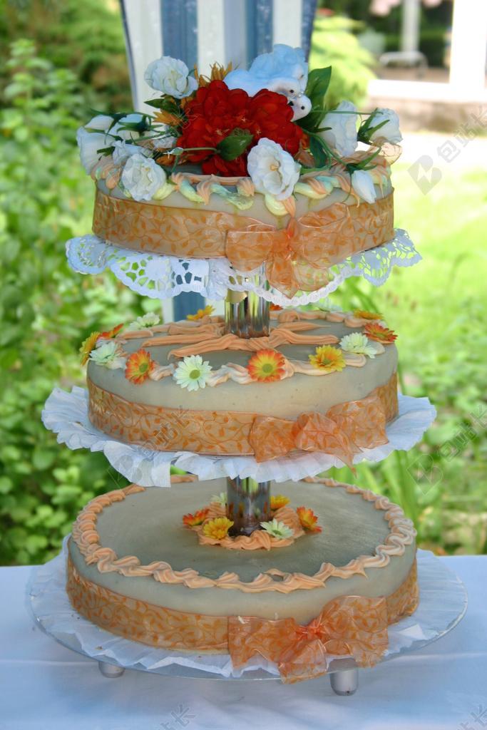 餐饮浪漫婚礼蛋糕背景图片