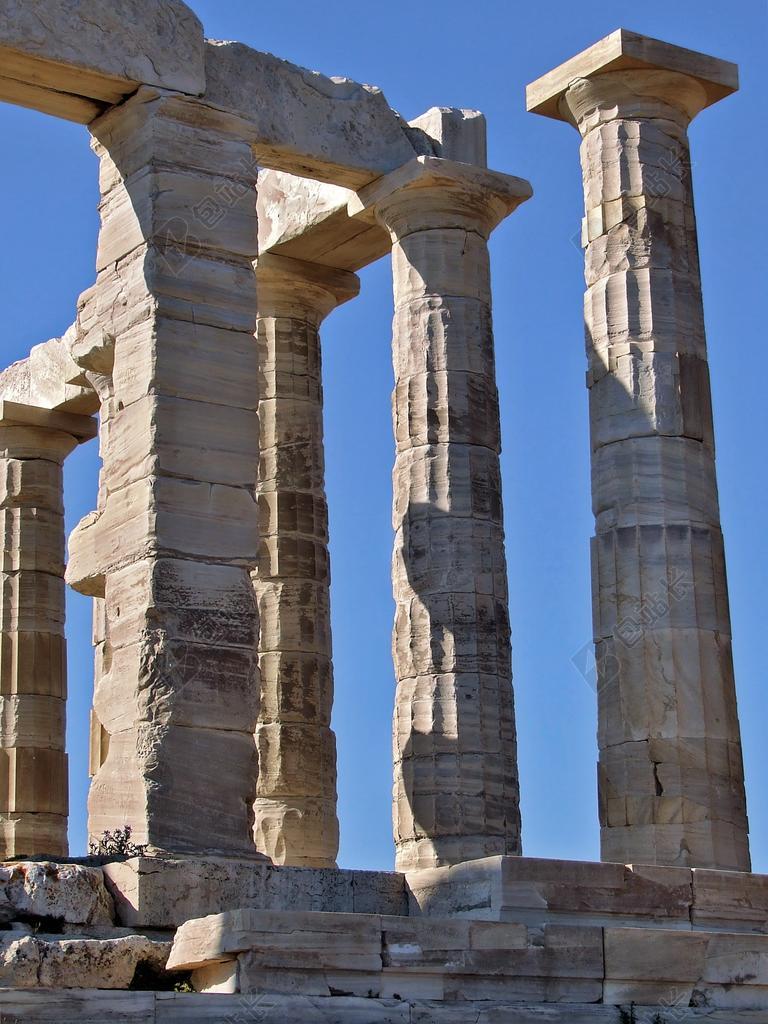 海神波塞冬神庙 古代 希腊 寺 苏 SOUNION 老 大理石