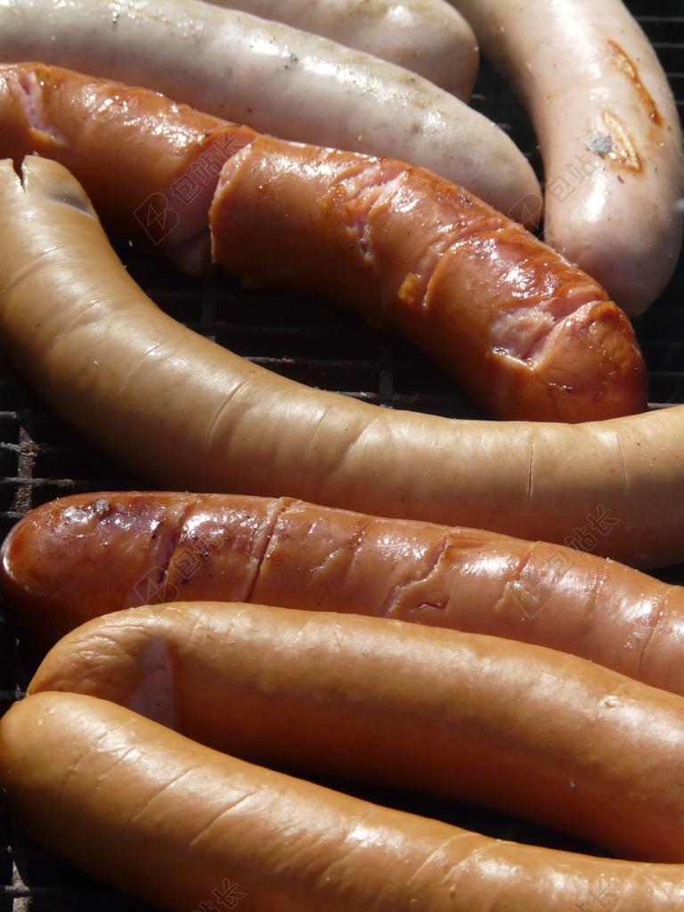 餐饮清新红肠香肠背景图片