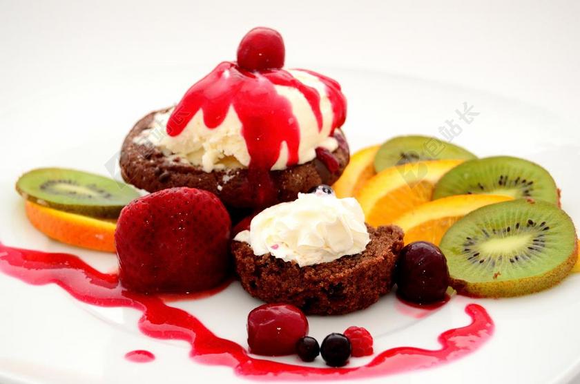 餐饮唯美水果冰淇淋背景图片