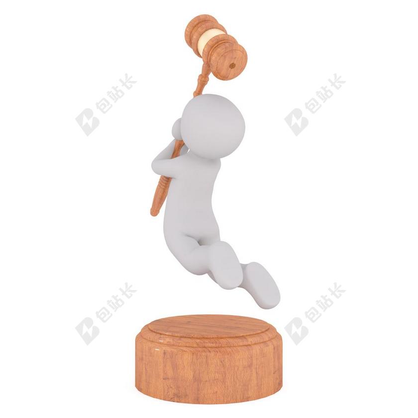 设计拿木锤的白色小人背景图片