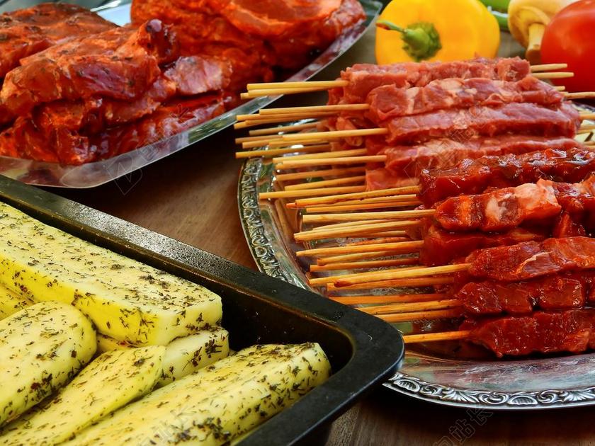 餐饮清新各种丰盛的腌制食物宣传背景图片