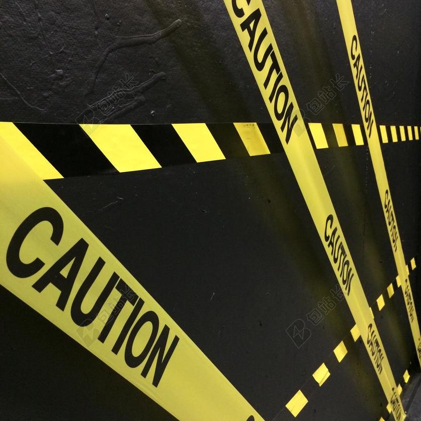 黄黑标牌黄色警戒带子警示标志背景图片