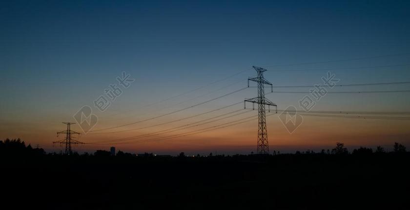 蓝色广告简约电线塔背景图片