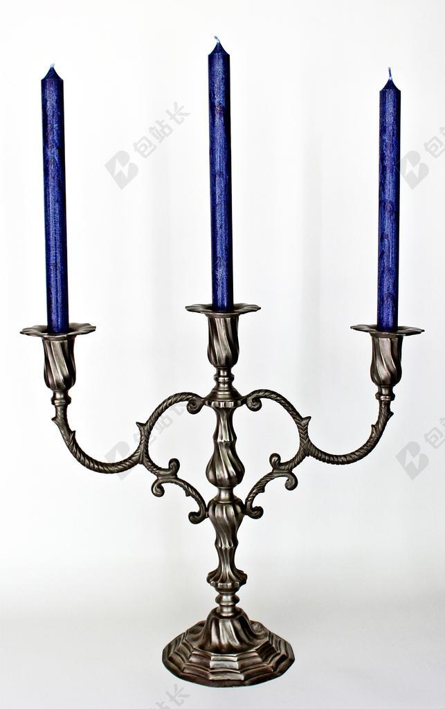 蓝色广告时尚简约烛台装饰背景图片