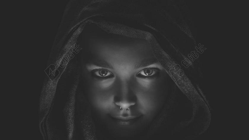 女子 哥特 黑暗 女孩 女性 黑 肖像 神秘 幻想 冲孔