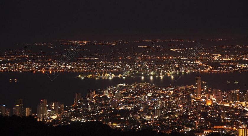 槟城夜景 从槟城升旗山 槟城 马来西亚 东南亚 亚洲 旅行 光