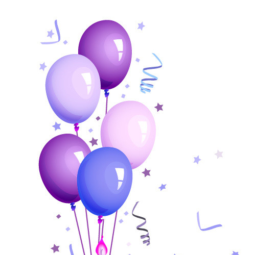 卡通紫色蛋糕气球星星素材