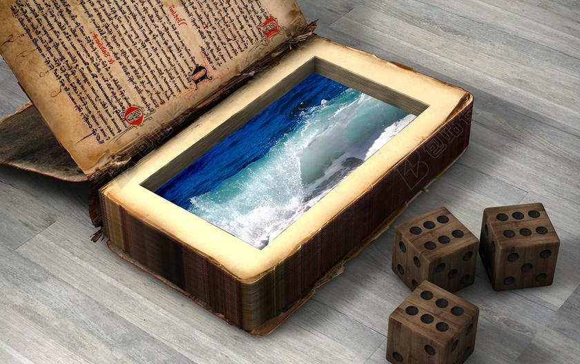 图书目录海洋本书古董中世纪字体背景图片