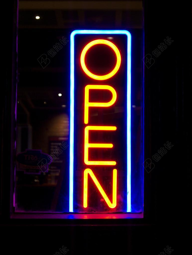 开放 霓虹灯 灯 夜 电 发光 装修 俱乐部 酒吧 迹象