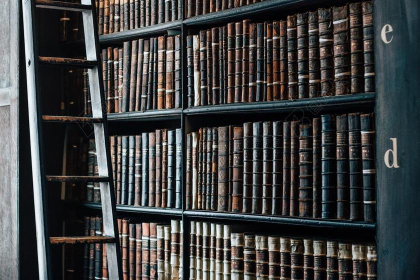 教育怀旧复古图书馆书架特写宣传背景图片