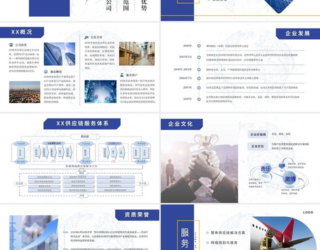 蓝色创意几何商务物流公司介绍企业集团业务服务简介PPT模板