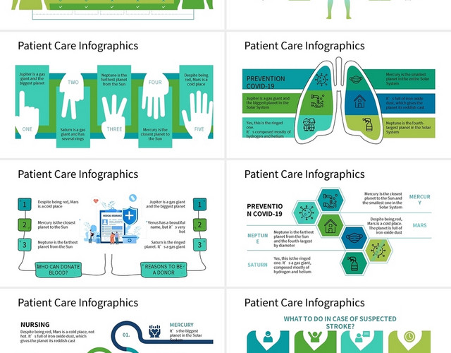 绿色简约医疗行业通用可视化图表集PPT模板