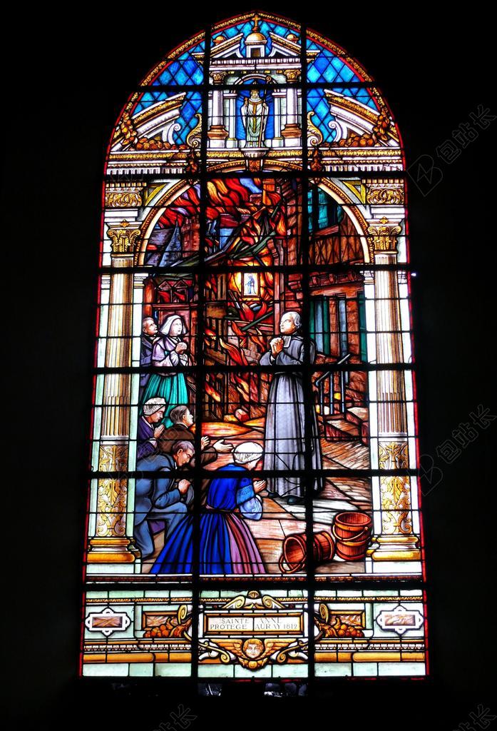 教堂 彩色玻璃窗口 彩绘玻璃 圣安娜 D AURAY 法国
