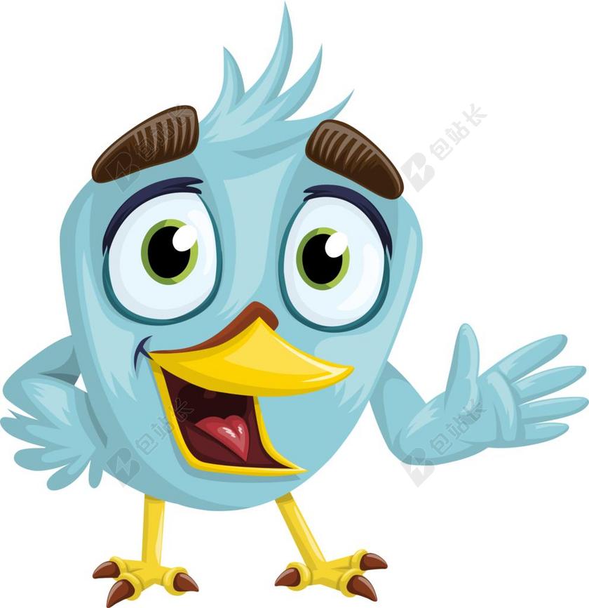 设计可爱的蓝色小鸟图案背景图片