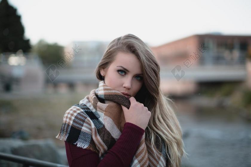 美丽 冷 可爱 时尚 女性 女孩 模型 人 围巾 女子