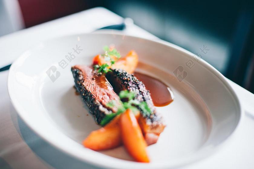 餐饮唯美西餐牛肉背景图片