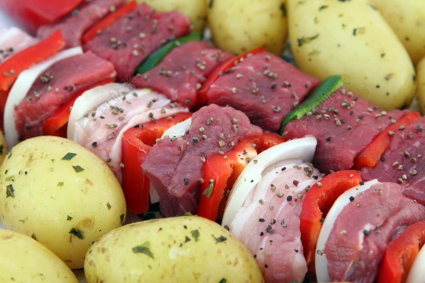 餐饮时尚串烧烧烤背景图片