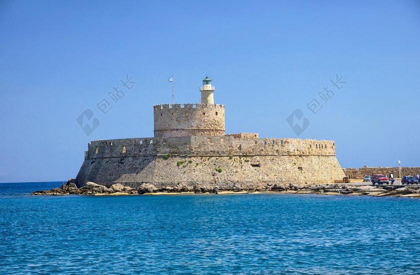 海边自然港口城堡背景图片